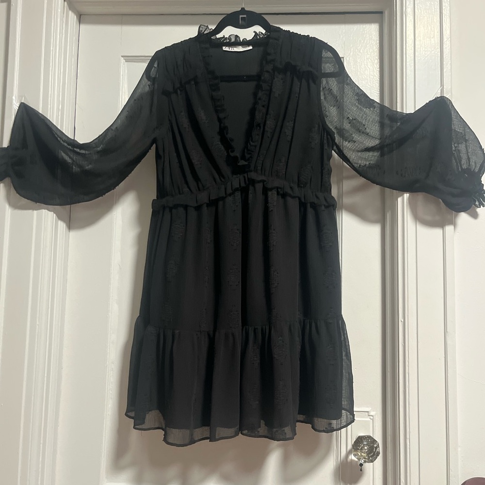 Zara Black Lace Detail Dress XS